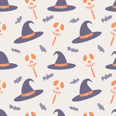 Pastel Halloween Pattern
Cute seamless pastel pattern with candies, skulls, witch hats