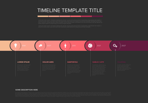 Modern Dark Horizontal Timeline Infographic Design Template