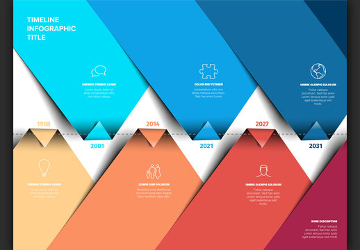 Modern Timeline Infographic Design with Colorful Zigzag Sections