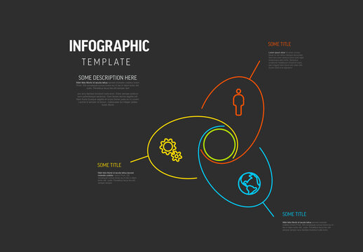 Minimalist Dark Infographic Template with Interlocking Rings