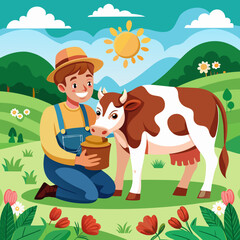 farmer with a cow