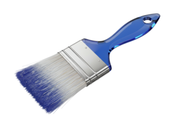 Paint brush with blue handle isolated on transparent background PNG for painting and home improvement projects DIY tool