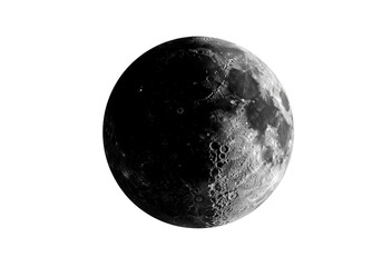 Detailed moon surface isolated on transparent background PNG lunar landscape with craters and mountains astronomy science