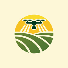 Agricultural Drone Flying Over Fields with Sun