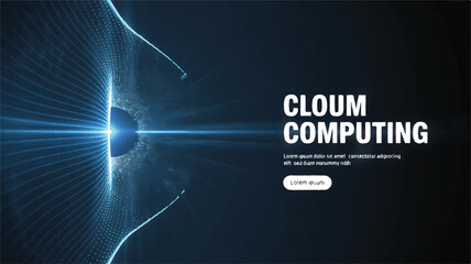 Fototapeta premium Abstract blue digital cloud network vector