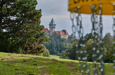 Disc Golf basket in the castle park