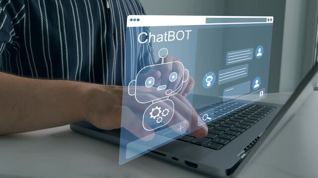 Ai assistant chatbot.Online support Chatbot conversation. Virtual assistant, artificial intelligence bot software automation technology.Customer person using chat service to get support.