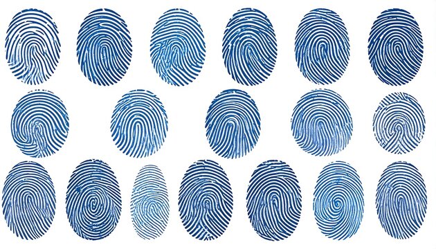 A grid of blue fingerprints