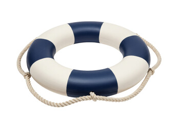 Striped life buoy PNG illustration isolated on transparent background nautical safety equipment rope decoration © James