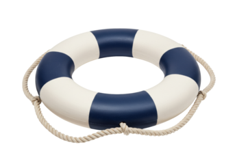 Striped life buoy PNG illustration isolated on transparent background nautical safety equipment rope decoration