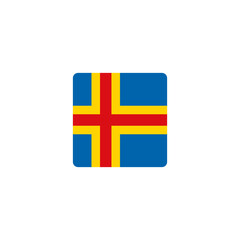 Obraz premium Square flag of Aland with rounded corners isolated on transparent background. Perfect for educational materials, travel content, and national representation design projects.