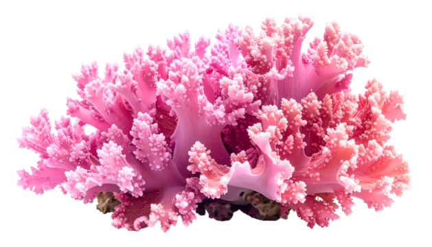 Vivid image of vibrant pink coral. Intricate details, soft texture, and a dark background