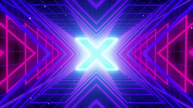 4K Neon cross tunnel VJ Motion Background 