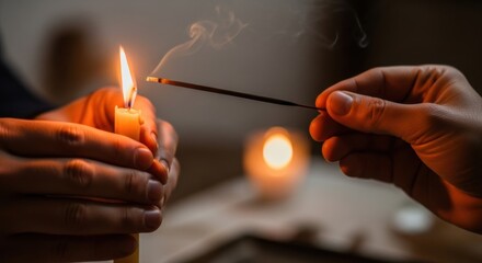 Bodhi day candle lighting ritual with incense for mindful meditation and spiritual reflection