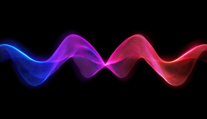 Abstract vibrant wavy lines on a black background. Dynamic color design