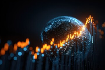 Global data visualization, abstract representation of a growing trend