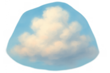 Fluffy cloud formation against a blue sky, air and atmosphere element, creating weather and climate concept, transparent background