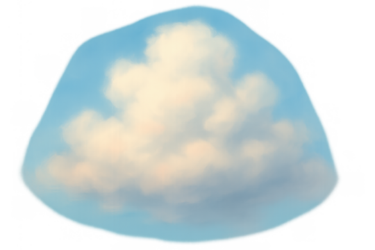 Fluffy cloud formation against a blue sky, air and atmosphere element, creating weather and climate concept, transparent background