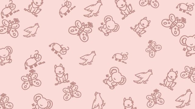 Cute Animal Doodle Pattern Background