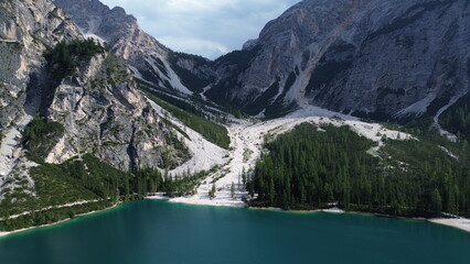 mountain with blue lake Italy