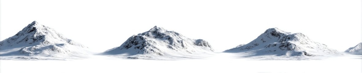 Obraz premium A panoramic view showcasing several snow-capped mountain peaks against a blank white background