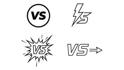 Versus icons set competition challenge conflict versus battle confrontation symbol design silhouette