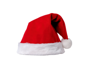 Festive christmas hat design for seasonal decoration on transparent background