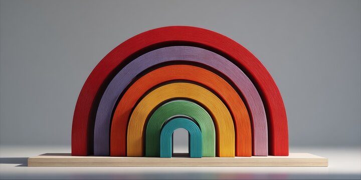 Colorful wooden rainbow stacking toy