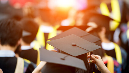 back of graduates during commencement.