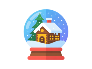 Log Cabin Snow Globe with Christmas Tree