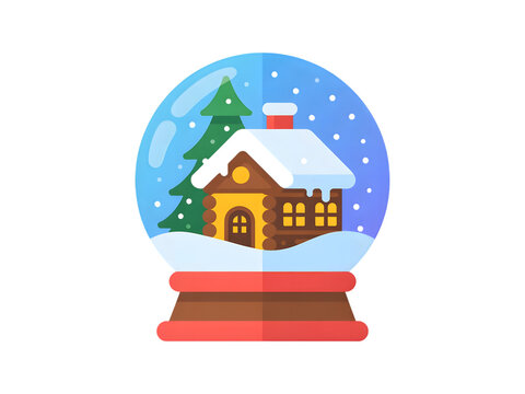 Log Cabin Snow Globe with Christmas Tree
