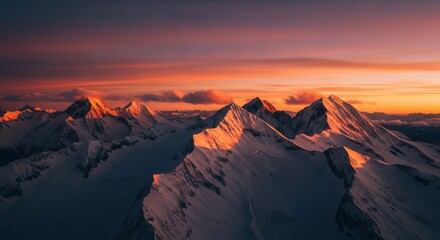 Naklejka premium Serene mountain landscape at sunset celebrating international mountain day