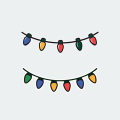 Vector illustration of colorful Christmas lights garland, festive holiday decoration