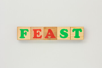 Word Feast Built with Wooden Blocks