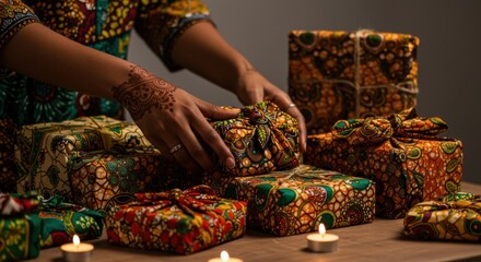 Celebrating kwanzaa with traditional african gift wrapping and festive decor