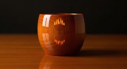 Kwanzaa symbolism wooden cup on reflective surface for cultural celebration design