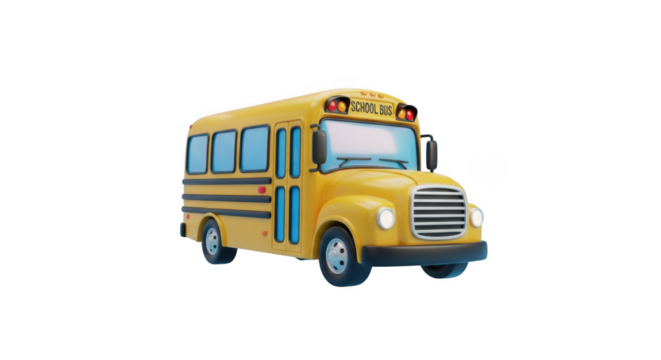 Bright yellow school bus front view iconic transportation for education and children