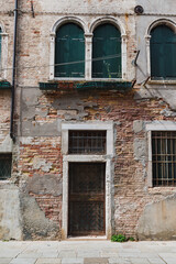 Stone apartment building in downtown historic Venice, Italy