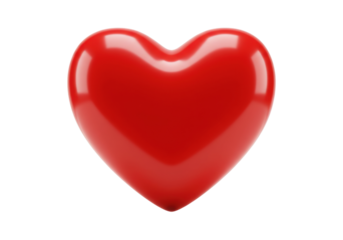 Shiny red heart isolated PNG, glossy love symbol on transparent background for Valentine s Day and romantic designs