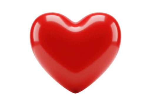Shiny red heart isolated PNG, glossy love symbol on transparent background for Valentine s Day and romantic designs