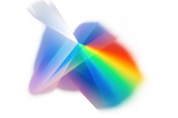 Light rays refracting and dispersing rainbow spectrum, creating vibrant abstract design with transparent background