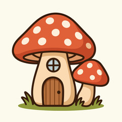 mushroom house cartoon illustration