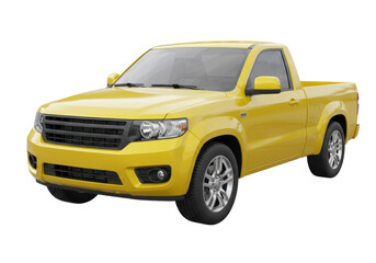 Yellow pickup truck PNG isolated on transparent background, modern vehicle for transportation and delivery services © PICSPRO