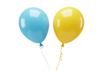 Festive blue and yellow balloons PNG isolated on transparent background, party decoration for birthday celebration and events © PICSPRO