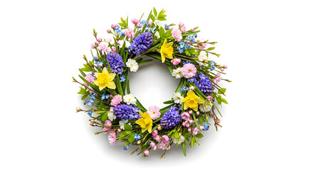 Spring Flower Wreath With Hyacinths And Daffodils flowers