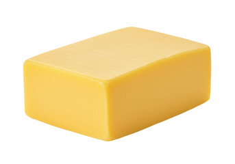 Block of cheddar cheese isolated PNG, yellow dairy product on transparent background for cooking and food design projects