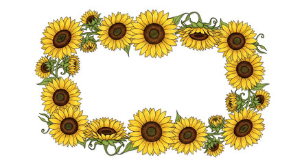 Sunflower Border Frame With White Background floral