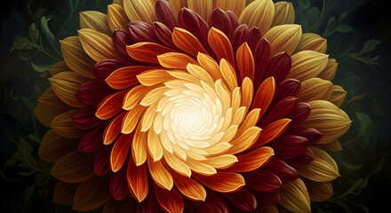 Abstract Swirling Flower Petals in Warm Tones spiral