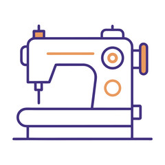 Modern sewing machine icon with orange and purple accents