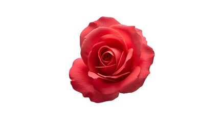 a delicate single red rose on white background